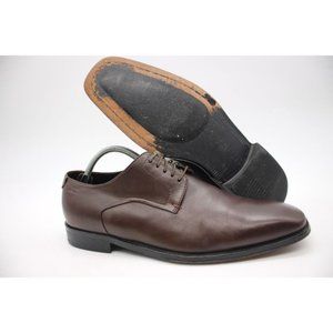 BOSS Hugo Boss Decio Men\'s 11.5 Brown Leather Bicycle Toe Derby Oxfords BOSS - Italian-made Derby shoes in leather - Brown main image 3